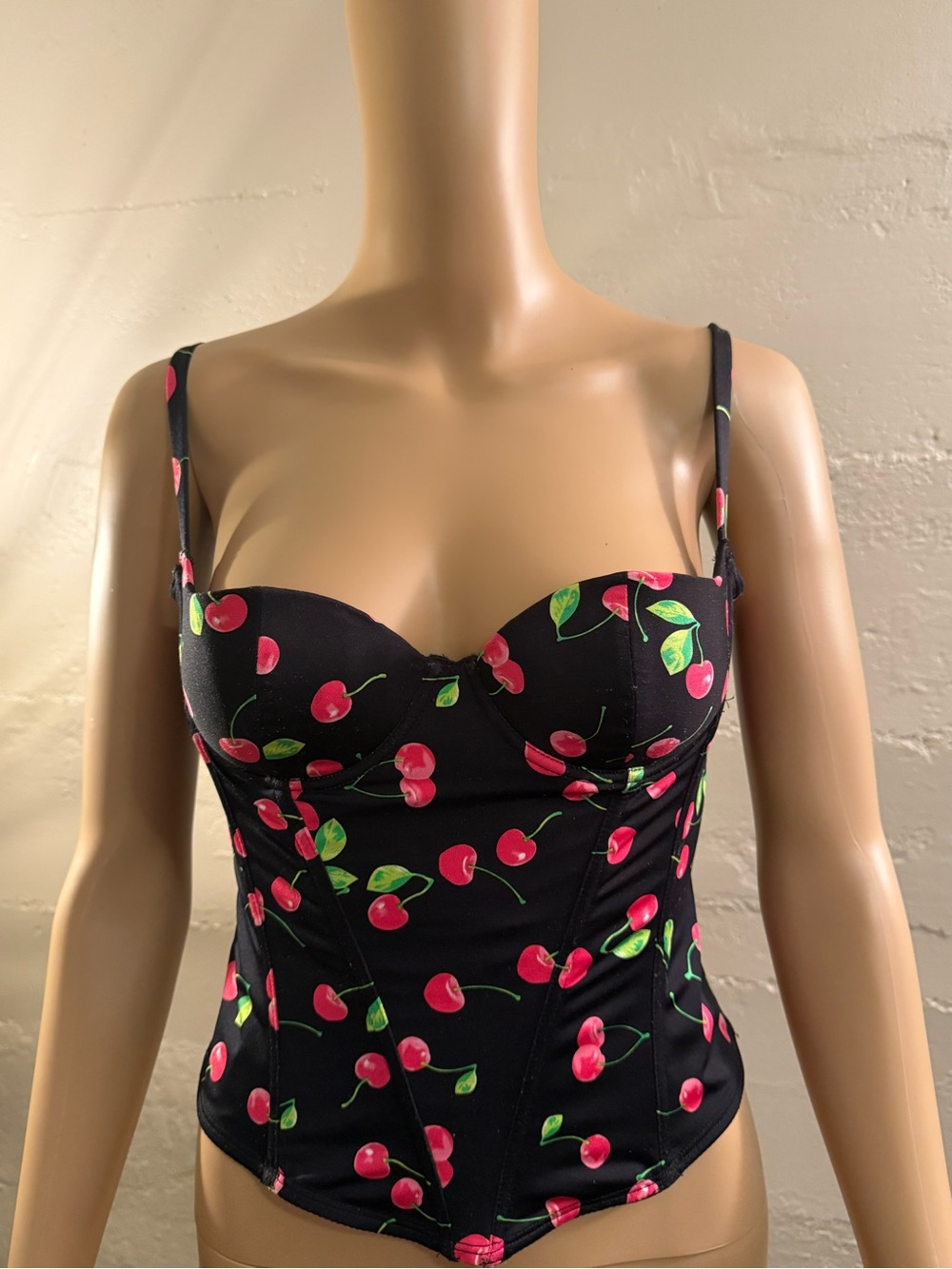 Black Cherry Print Bustier Top - Women Intimates & Sleepwear